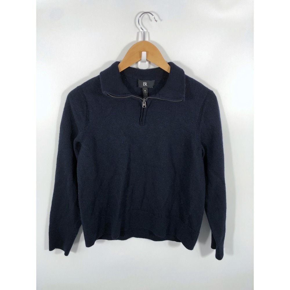 Banana Republic 100% Extra Fine Italian Merino Wool Quarter Zip Womens XL Blue